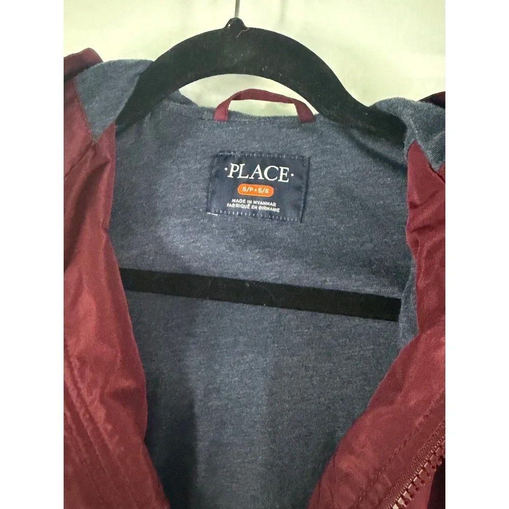 Childrens‎ Place Unisex Lined hooded burgundy full zip jacket sz 5/6 playtime